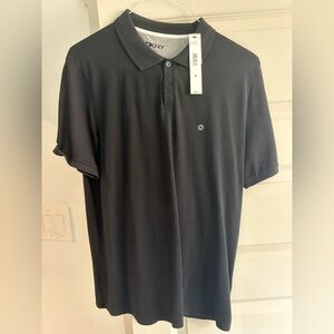 dkny men slim fit cotton stretch black polo size m